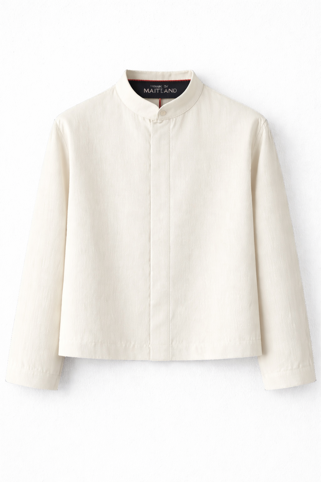 White blouse shirt with a brand label on a white background