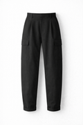 Black Aalto cargo pants on a white background